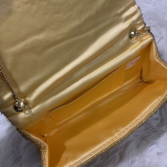 HAND MADE beaded evening bag/clutch flap snap closure goldtone strap women’s - Picture 4 of 12